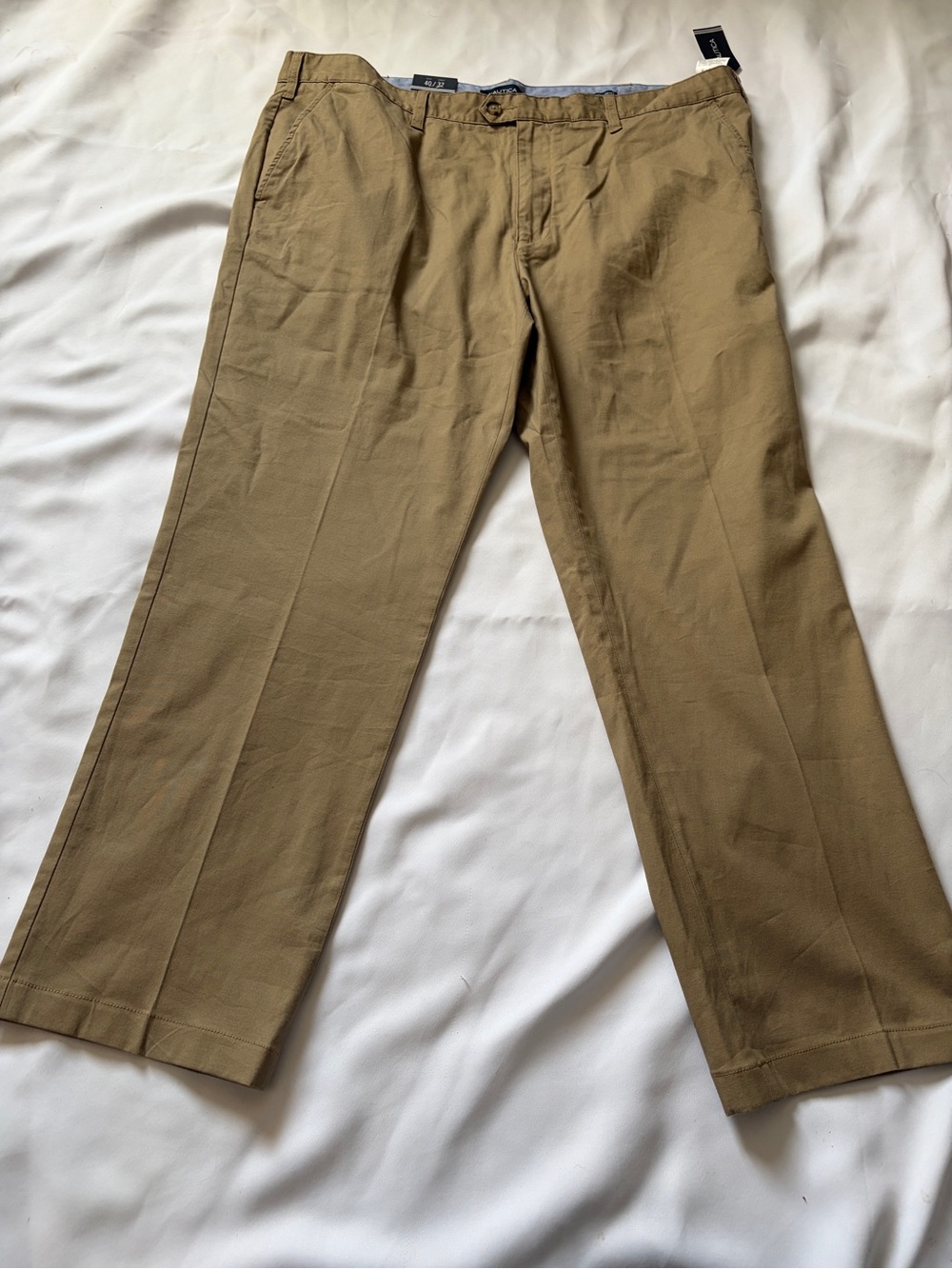 Nautica Men's Tan Chino Pants - Straight Leg Casual Trousers